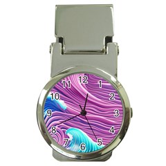 Pink Water Waves Money Clip Watches by GardenOfOphir