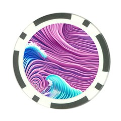 Pink Water Waves Poker Chip Card Guard by GardenOfOphir