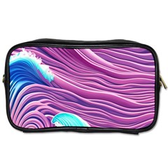 Pink Water Waves Toiletries Bag (two Sides) by GardenOfOphir