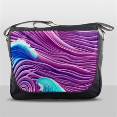 Pink Water Waves Messenger Bag by GardenOfOphir