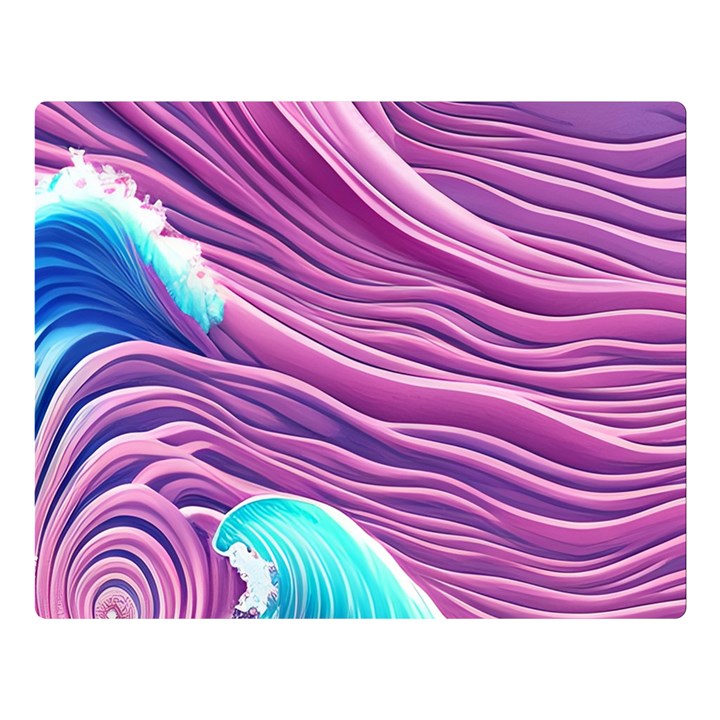 Pink Water Waves Premium Plush Fleece Blanket (Large)