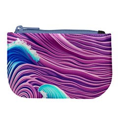 Pink Water Waves Large Coin Purse by GardenOfOphir