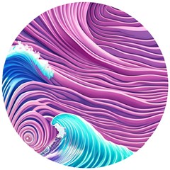 Pink Water Waves Wooden Puzzle Round by GardenOfOphir