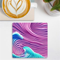 Pink Water Waves Uv Print Square Tile Coaster  by GardenOfOphir