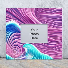 Pink Water Waves White Wall Photo Frame 5  X 7  by GardenOfOphir