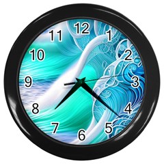 Pastel Simple Wave Wall Clock (black) by GardenOfOphir