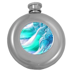 Pastel Simple Wave Round Hip Flask (5 Oz) by GardenOfOphir