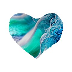 Pastel Simple Wave Standard 16  Premium Heart Shape Cushions by GardenOfOphir