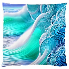 Pastel Simple Wave Large Premium Plush Fleece Cushion Case (one Side) by GardenOfOphir