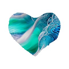 Pastel Simple Wave Standard 16  Premium Flano Heart Shape Cushions by GardenOfOphir