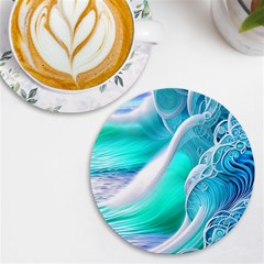 Pastel Simple Wave Uv Print Round Tile Coaster by GardenOfOphir