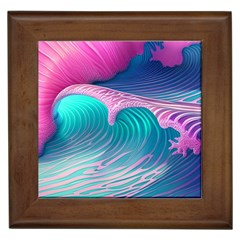 Pink Waves On The Beach Framed Tile by GardenOfOphir