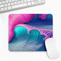 Pink Waves On The Beach Large Mousepad by GardenOfOphir