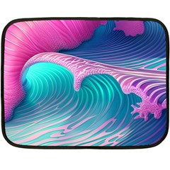 Pink Waves On The Beach One Side Fleece Blanket (mini) by GardenOfOphir