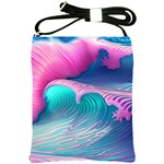 Pink Waves On The Beach Shoulder Sling Bag Front