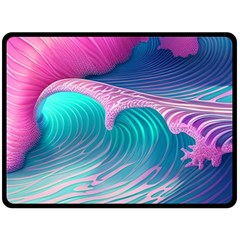 Pink Waves On The Beach Fleece Blanket (large) by GardenOfOphir