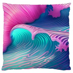 Pink Waves On The Beach Standard Premium Plush Fleece Cushion Case (one Side) by GardenOfOphir