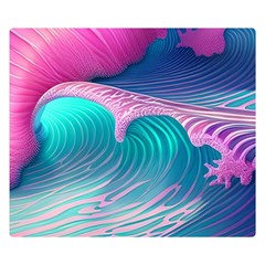 Pink Waves On The Beach Premium Plush Fleece Blanket (small) by GardenOfOphir