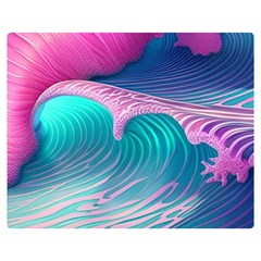 Pink Waves On The Beach Premium Plush Fleece Blanket (medium) by GardenOfOphir