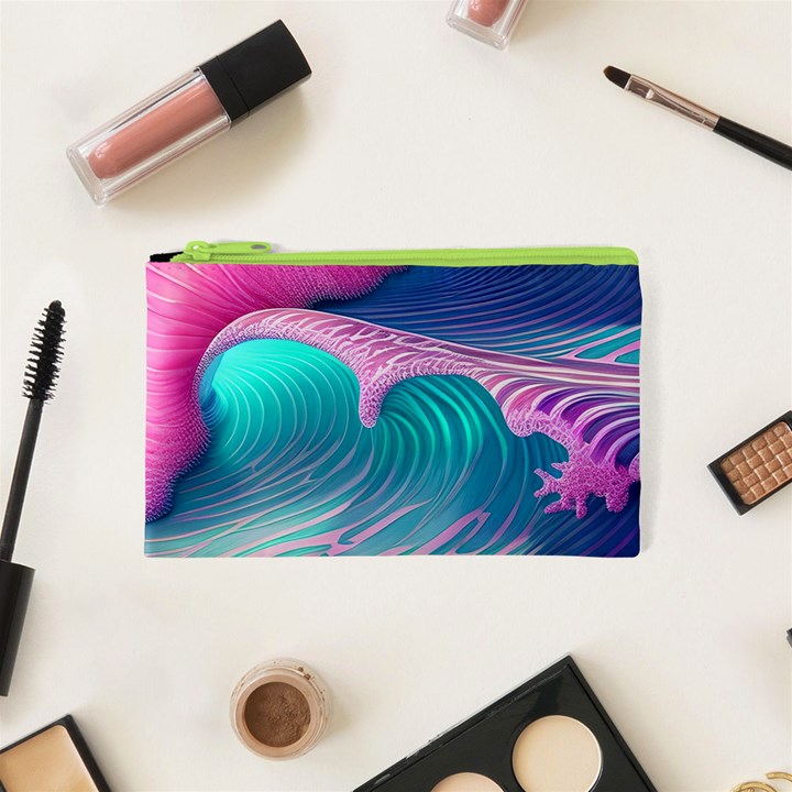 Pink Waves On The Beach Cosmetic Bag (XS)