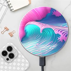 Pink Waves On The Beach Wireless Fast Charger(white) by GardenOfOphir