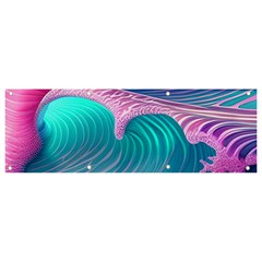 Pink Waves On The Beach Banner And Sign 9  X 3  by GardenOfOphir