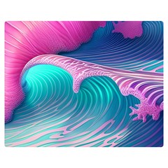 Pink Waves On The Beach One Side Premium Plush Fleece Blanket (medium) by GardenOfOphir