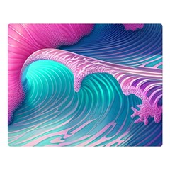 Pink Waves On The Beach One Side Premium Plush Fleece Blanket (large) by GardenOfOphir