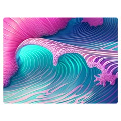 Pink Waves On The Beach One Side Premium Plush Fleece Blanket (extra Small) by GardenOfOphir