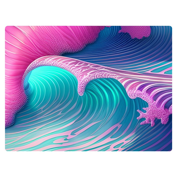 Pink Waves On The Beach Premium Plush Fleece Blanket (Extra Small)