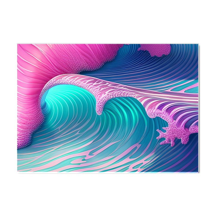 Pink Waves On The Beach Crystal Sticker (A4)