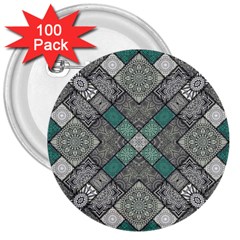 Mandala Decoration Floral Flower Indian Design Pattern 3  Buttons (100 Pack)  by Ravend