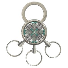 Mandala Decoration Floral Flower Indian Design Pattern 3-ring Key Chain by Ravend