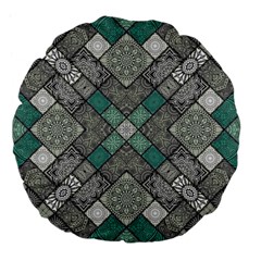 Mandala Decoration Floral Flower Indian Design Pattern Large 18  Premium Flano Round Cushions by Ravend