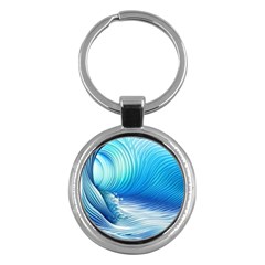 Nature s Beauty; Ocean Waves Key Chain (round) by GardenOfOphir