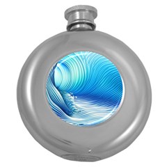 Nature s Beauty; Ocean Waves Round Hip Flask (5 Oz) by GardenOfOphir