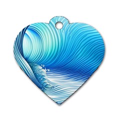 Nature s Beauty; Ocean Waves Dog Tag Heart (one Side) by GardenOfOphir