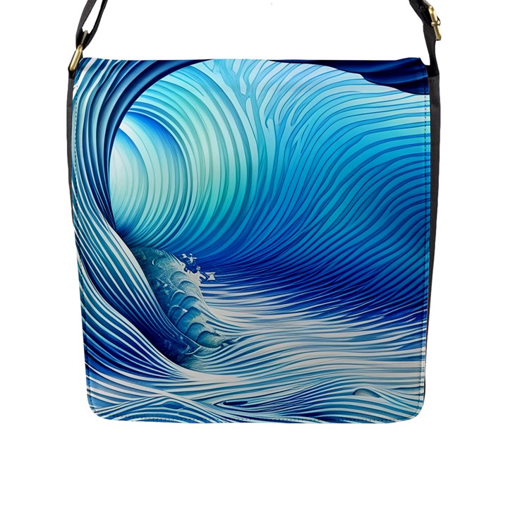 Nature s Beauty; Ocean Waves Flap Closure Messenger Bag (L)