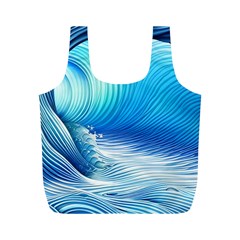 Nature s Beauty; Ocean Waves Full Print Recycle Bag (m) by GardenOfOphir