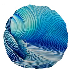 Nature s Beauty; Ocean Waves Large 18  Premium Flano Round Cushions by GardenOfOphir