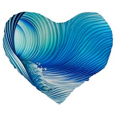 Nature s Beauty; Ocean Waves Large 19  Premium Flano Heart Shape Cushions by GardenOfOphir