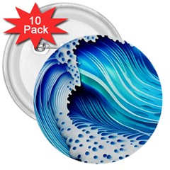 Blue Water Reflections 3  Buttons (10 Pack)  by GardenOfOphir