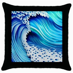 Blue Water Reflections Throw Pillow Case (black) by GardenOfOphir