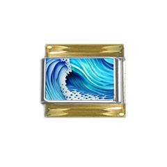 Blue Water Reflections Gold Trim Italian Charm (9mm) by GardenOfOphir