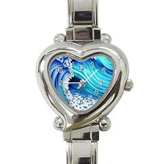 Blue Water Reflections Heart Italian Charm Watch by GardenOfOphir