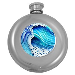 Blue Water Reflections Round Hip Flask (5 Oz) by GardenOfOphir