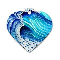 Blue Water Reflections Dog Tag Heart (two Sides)