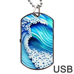 Blue Water Reflections Dog Tag Usb Flash (one Side) by GardenOfOphir