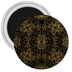 Pattern Seamless Gold 3d Abstraction Ornate 3  Magnets by Ravend