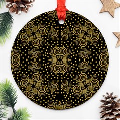 Pattern Seamless Gold 3d Abstraction Ornate Ornament (round) by Ravend